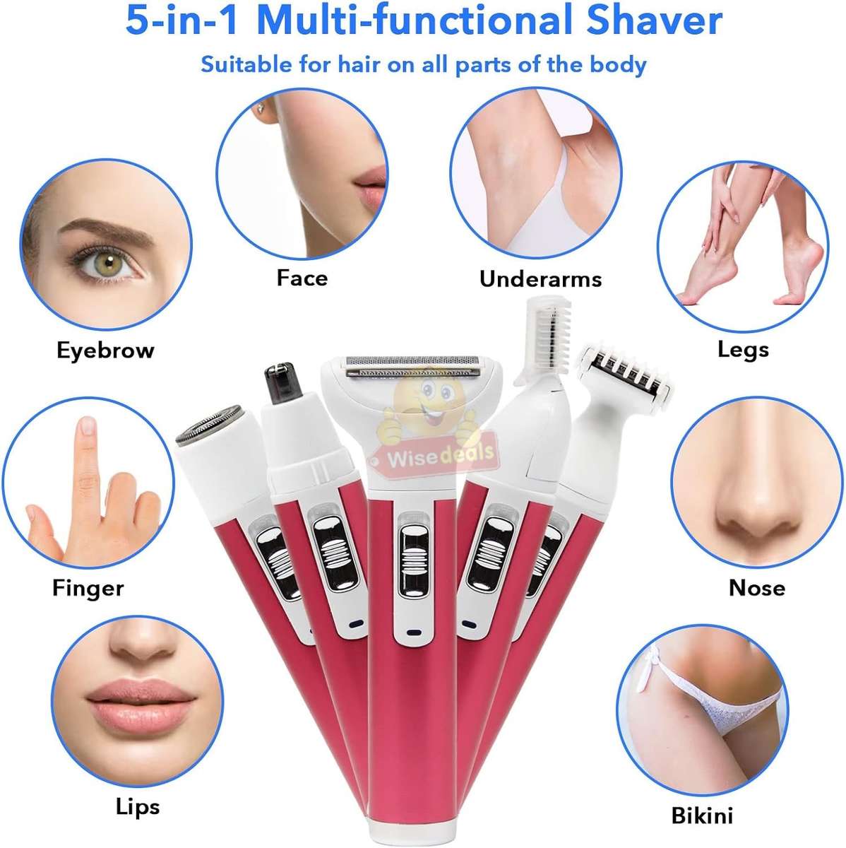 5-IN-1 Rechargeable Eyebrow, nose, Beard and Body Shaver