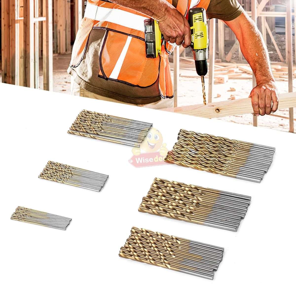 50 Piece Titanium Coated HSS Drill Bit Set