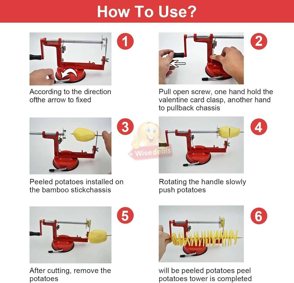 Aluminium Spiral Potato Slicer Suction Stand