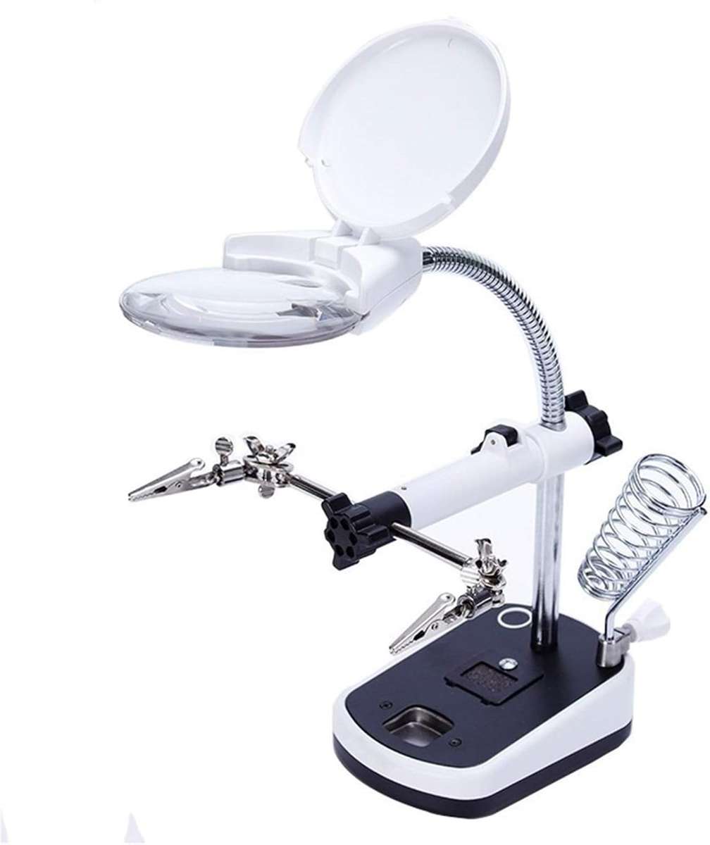 5 LED Light Auxiliary Lamp Soldering Stand Magnifier