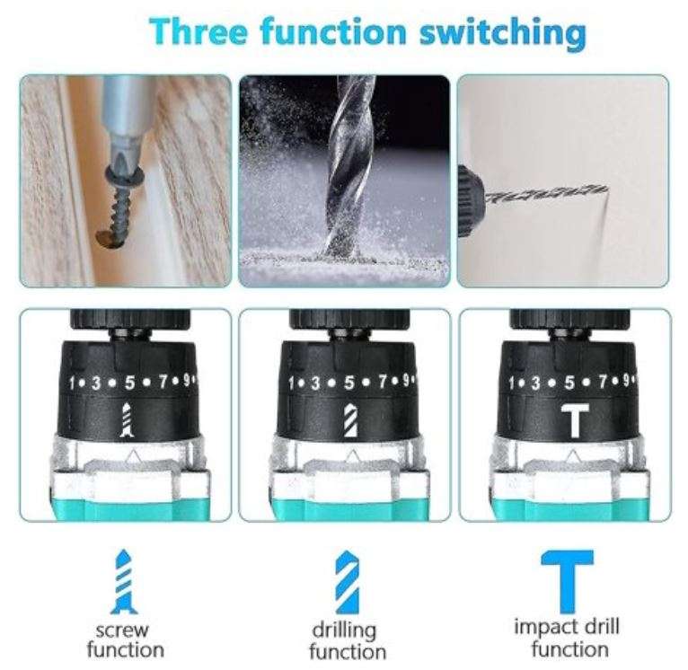 Drill Kit Set with Lithium Batteries and Accessories