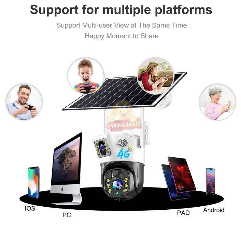 SOLAR Dual Lens & Dual Screen PTZ IP 4G Sim Card Camera