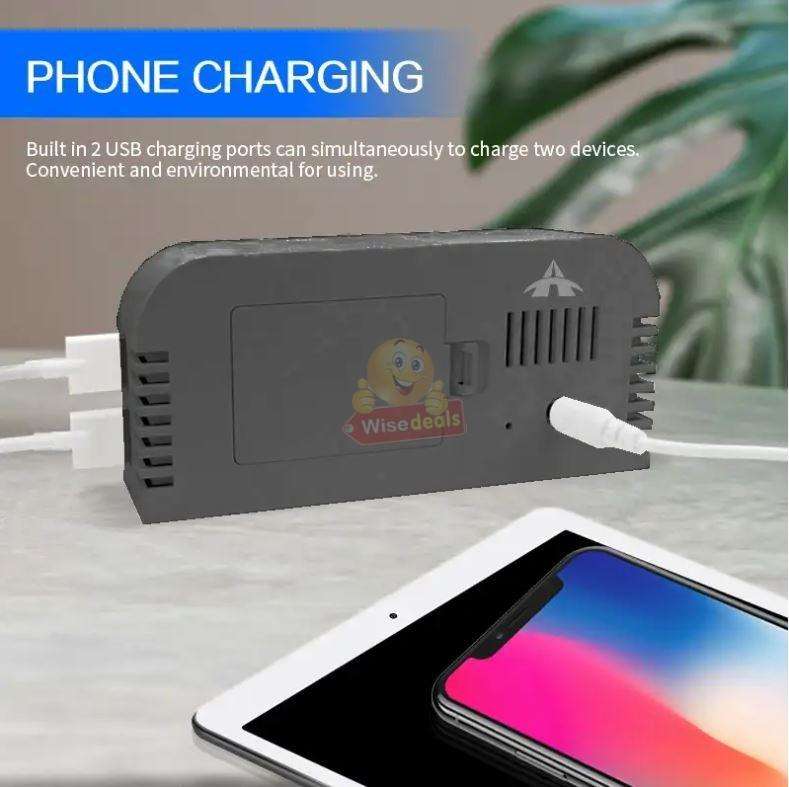 LED Temperature Alarm Snooze Smart Mirror Clock Phone Charger Dual USB