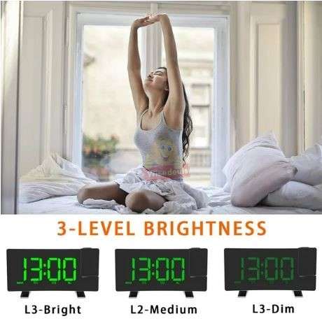 Time Projection Double Alarm FM LED Clock