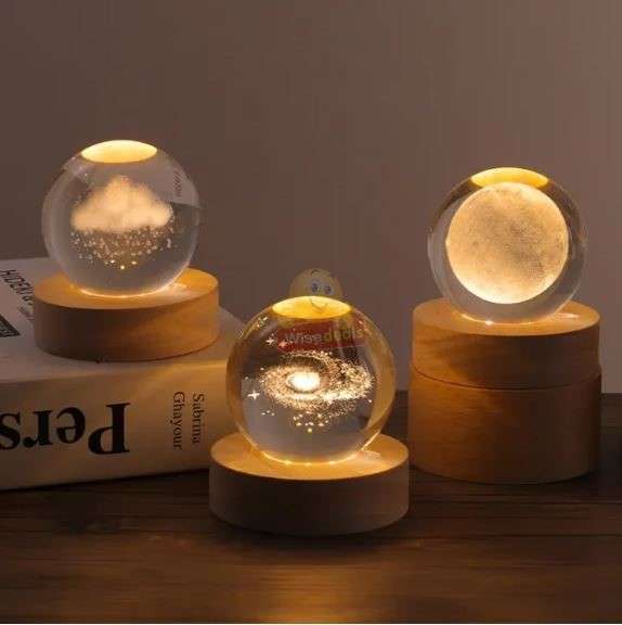 Luminous 3D Laser Engraving crystal ball night Light
