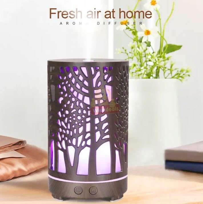 Wood Grain 7 LED Colour Light and Ultrasonic Humidifier Aroma Diffuser