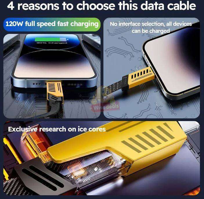 120W 3-IN-1 Fast Charging Data Cables