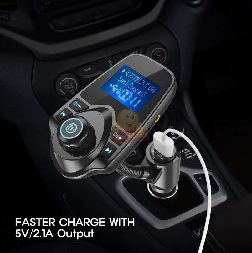 Bluetooth FM Transmitter and Fast Charger Wireless Radio and Music Receiver