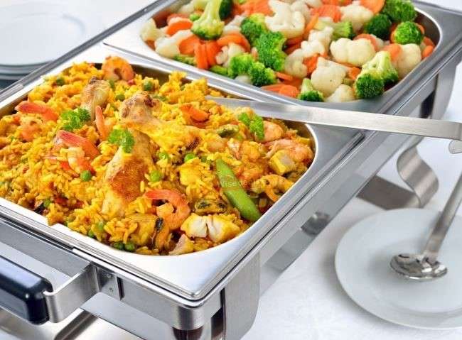 Double chafing stainless steel dish