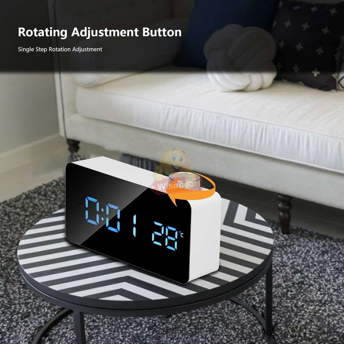 Digital Temperature Mirror Night Mode LED Alarm Clock