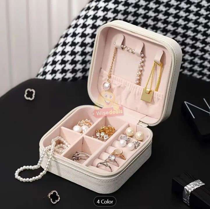 Leather Jewellery Zipper Storage Box