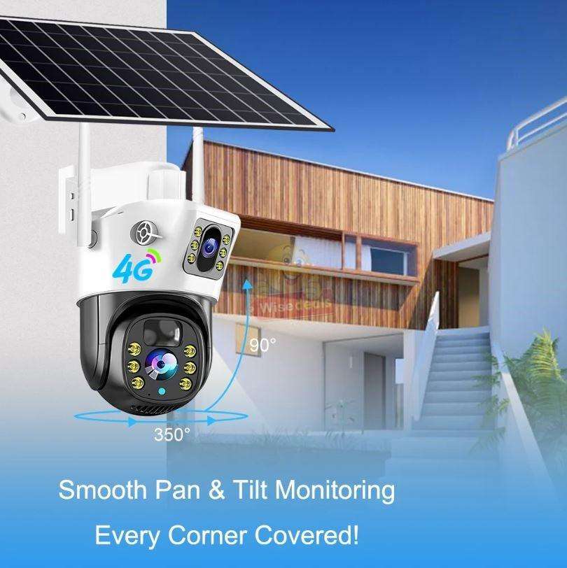 SOLAR Dual Lens & Dual Screen PTZ IP 4G Sim Card Camera