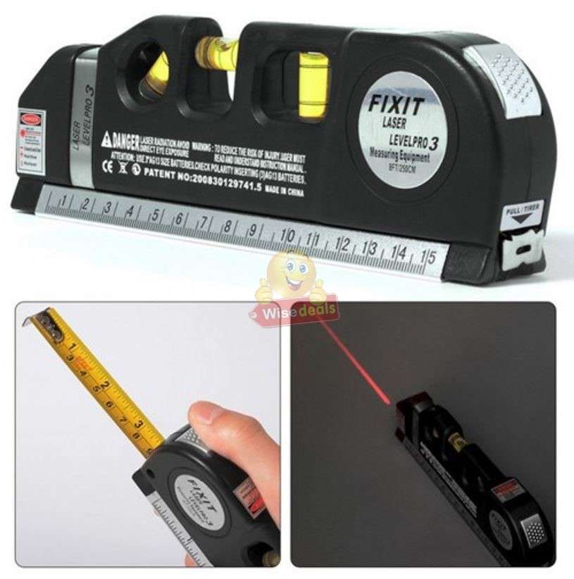 Laser Level Pro 3 Multi-Purpose Measuring Tool With 2.5m Tape