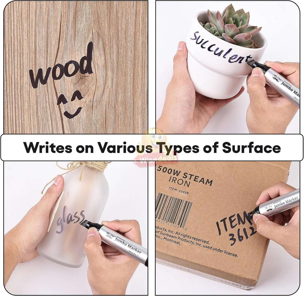 Secret Compartment 10 Piece Jumbo Waterproof Permanent Black Markers