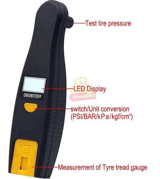 2 in 1 Digital LCD Display Tyre Air Pressure Gauge Meter