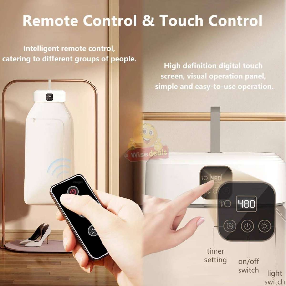 360° Hot Air Circulation Portable Clothes Dryer with Intelligent Timer