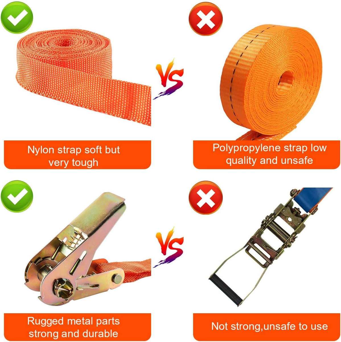 4 Piece Adjustable Ratchet Strap Set