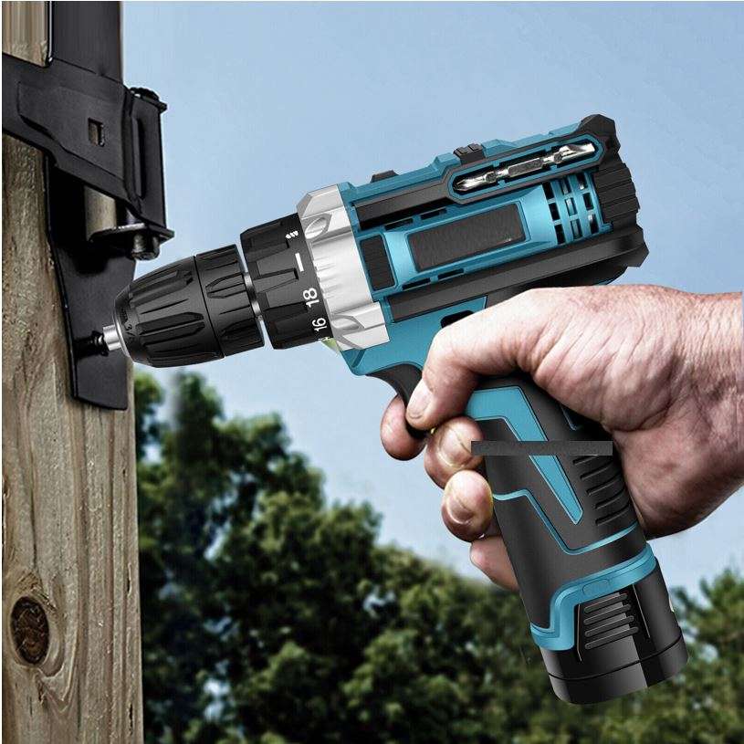 Drill Kit Set with Lithium Batteries and Accessories