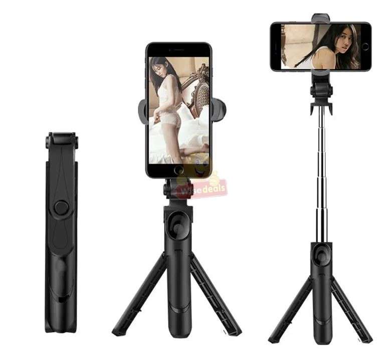 2-in-1 Bluetooth Tripod 360° Selfie Stick with Remote available in Black or Pink
