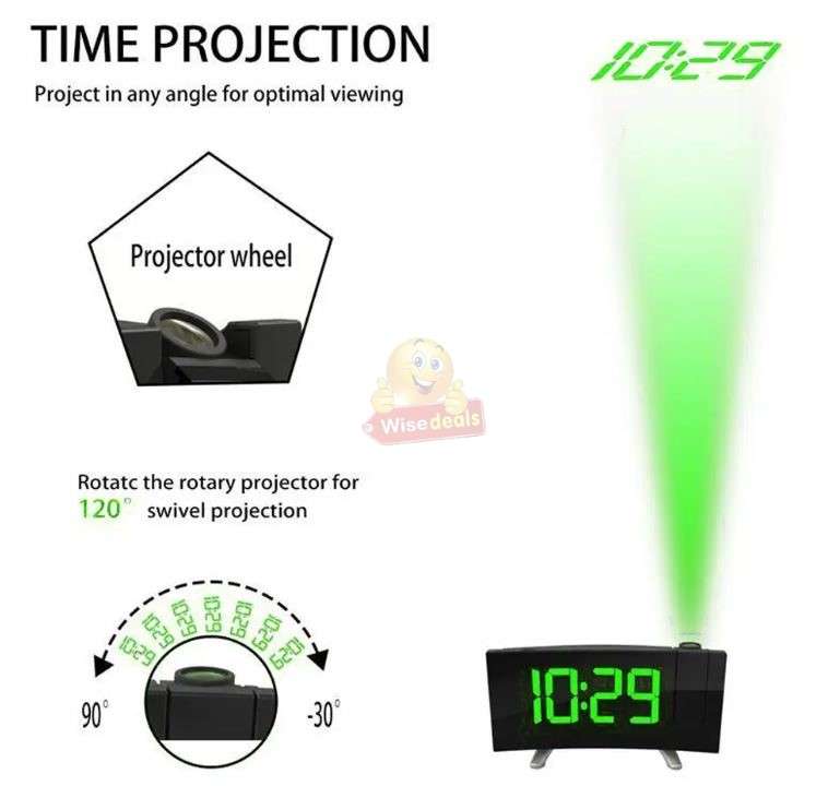 Time Projection Double Alarm FM LED Clock