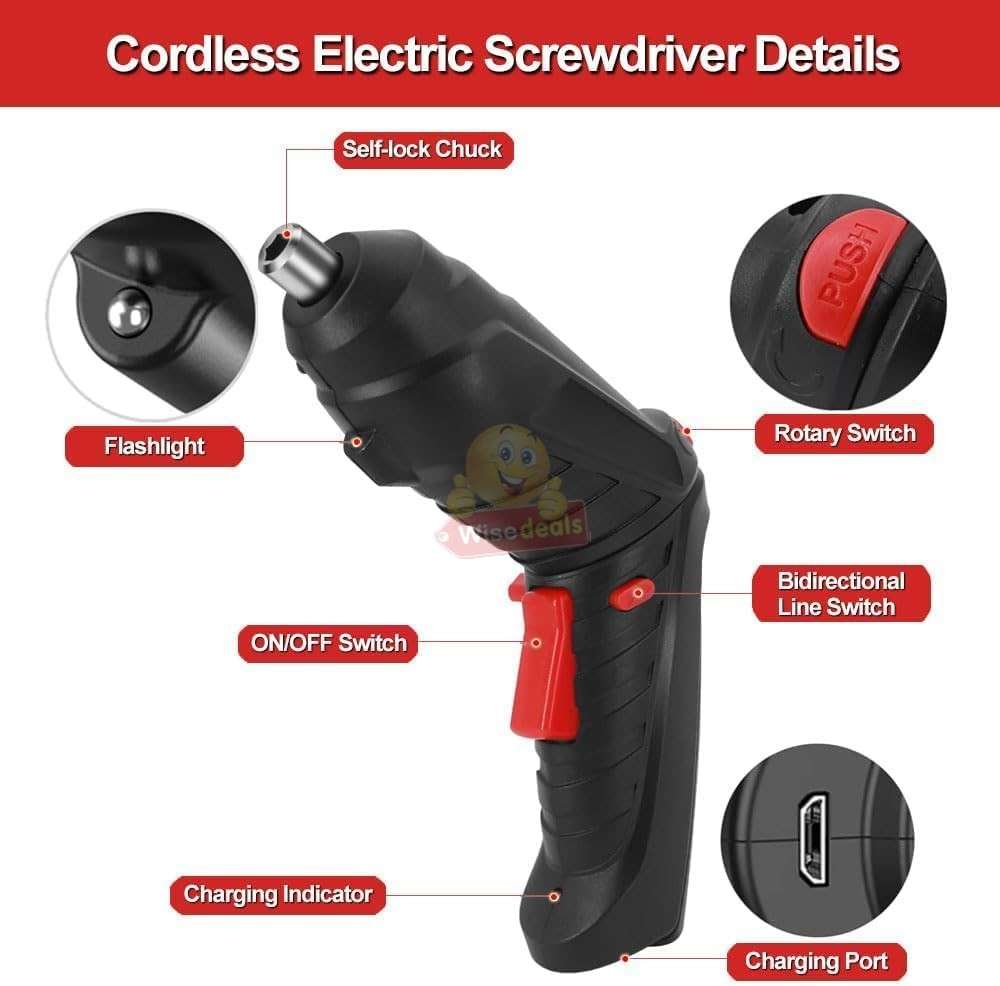 Cordless USB Charging Mini Rechargeable Electric Screwdriver Drill LED Light