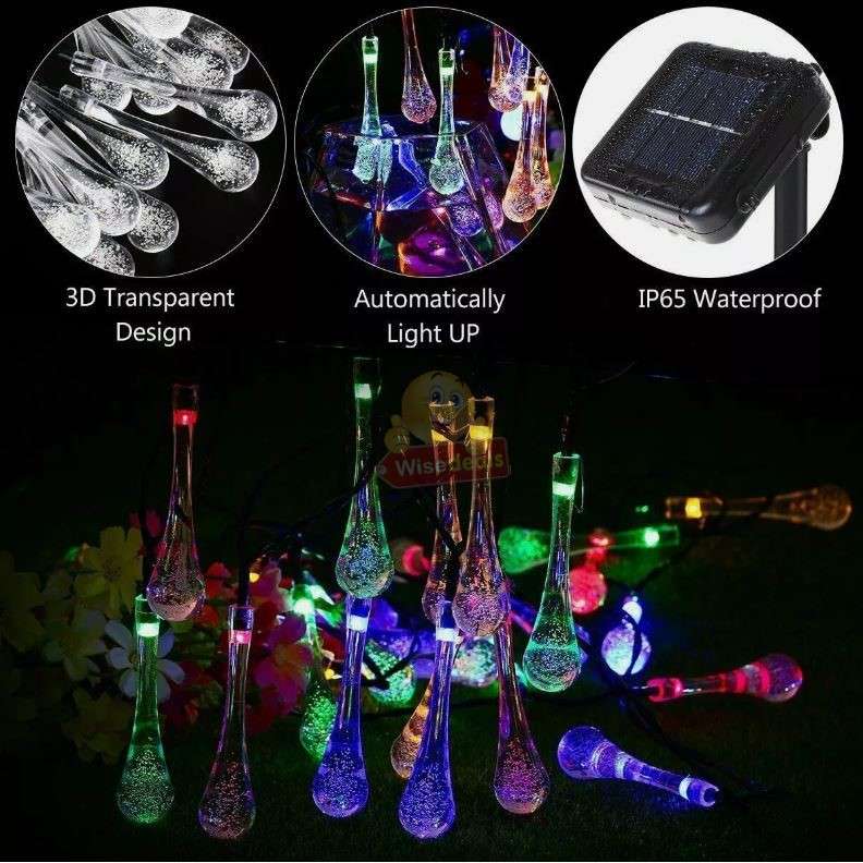 9.5M SOLAR LED String Lights with 50 Multi-colour Bulbs