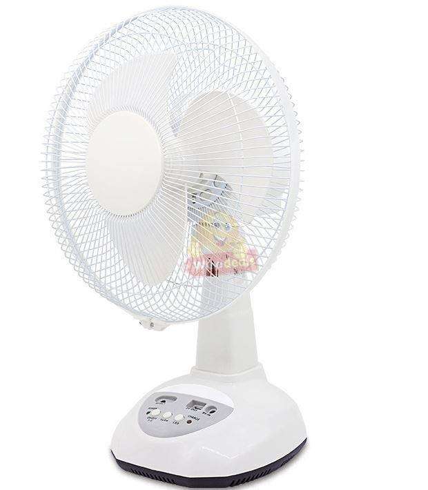 12-inch Rechargeable SOLAR or AC/DC Fan With 2 LED Lights