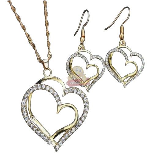 Heart Shaped Necklace and Earrings set in Complimentary Gift Box