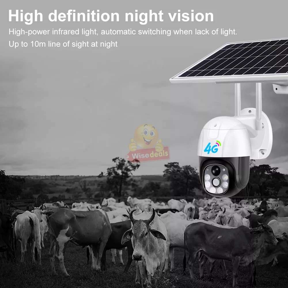4G Waterproof SOLAR IP Camera with Day and Night Vision Two-Way Audio V380 PRO APP Sim Card Slot