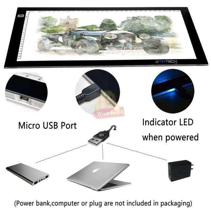 Large 2500mAh Lithium Battery LED Brightpad with scale