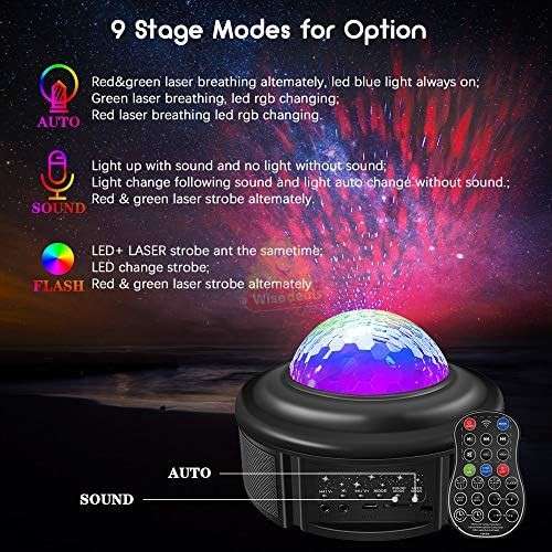 Bluetooth Speaker and Starry Sky Projection Night Light with Remote
