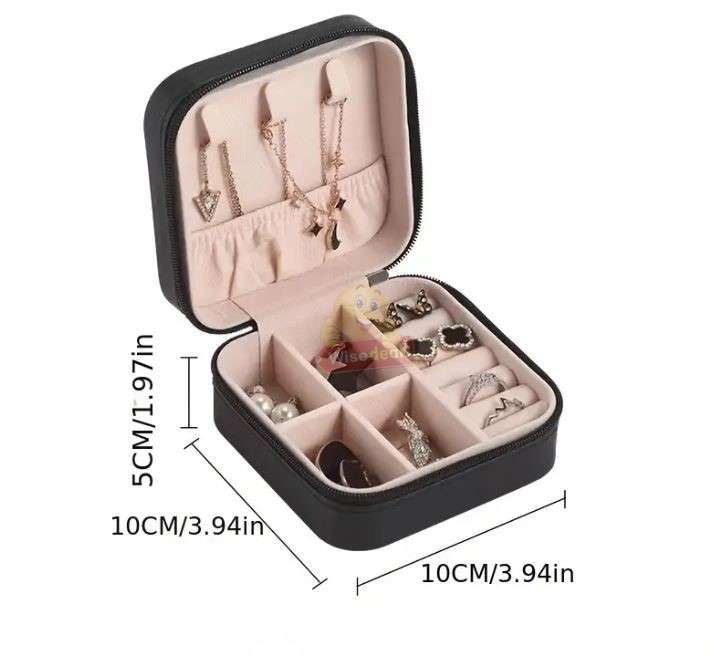 Leather Jewellery Zipper Storage Box
