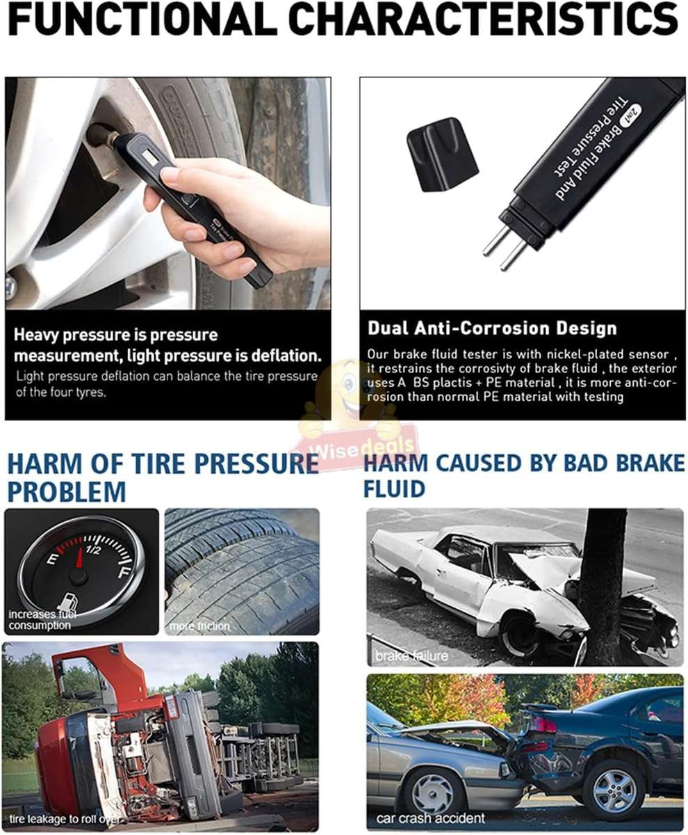 2 In 1 Digital Auto Brake Fluid and Tyre Pressure Tester