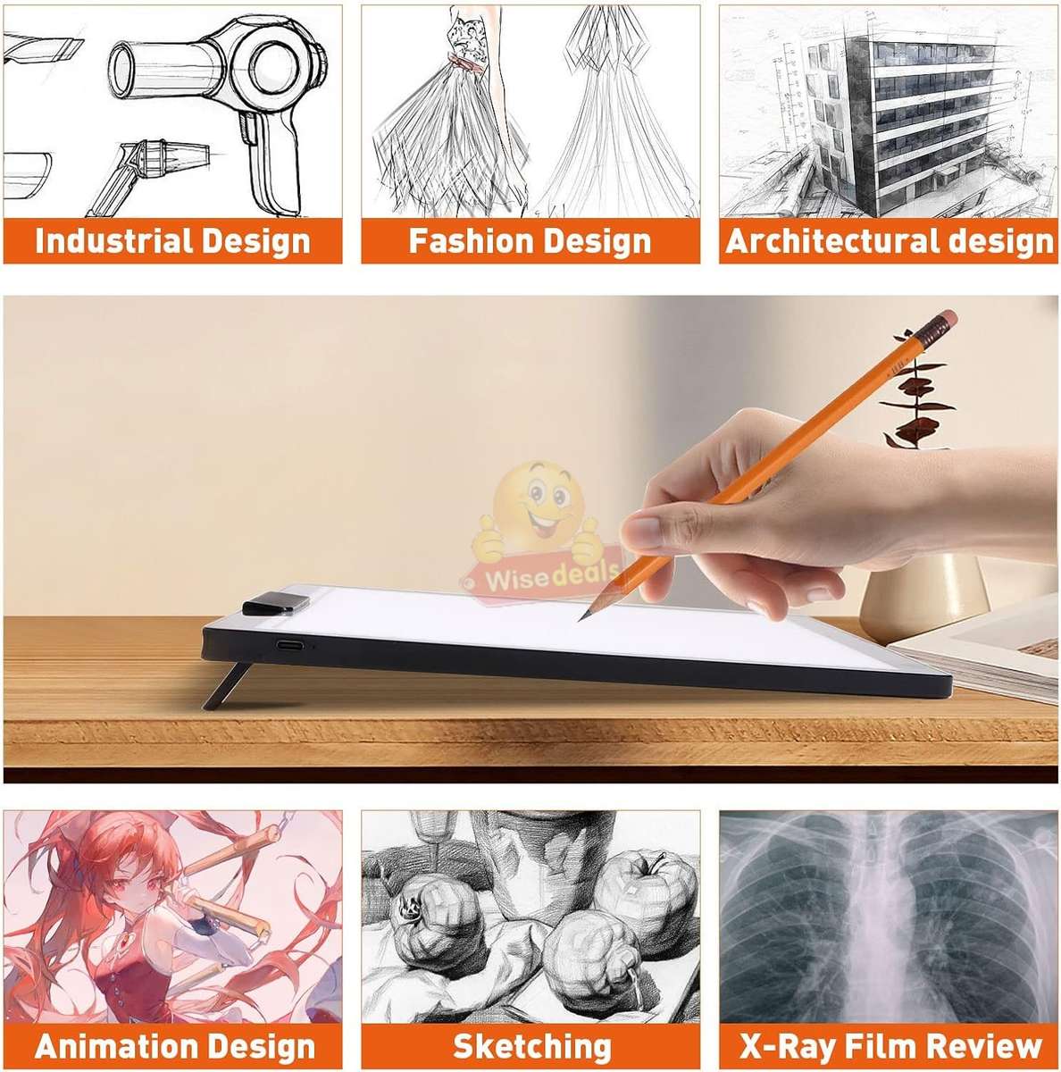Large 2500mAh Lithium Battery LED Brightpad with scale