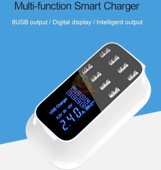 8 Ports Smart Chip USB Charger Hub Dock Station LED Display