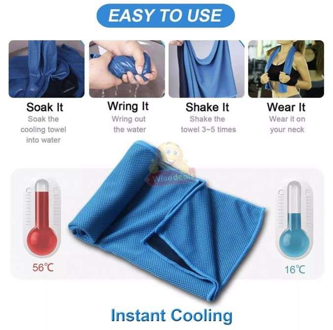 Instant Cooling Towel, Simply just Wet it, Wing it and Snap it and it will get Cooler