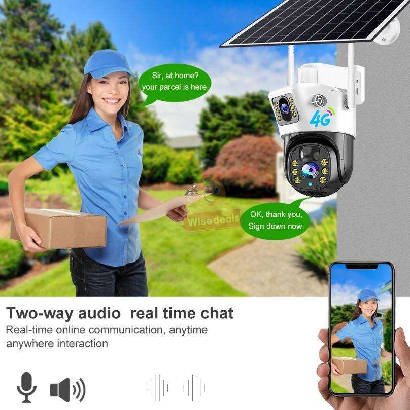 SOLAR Dual Lens & Dual Screen PTZ IP 4G Sim Card Camera