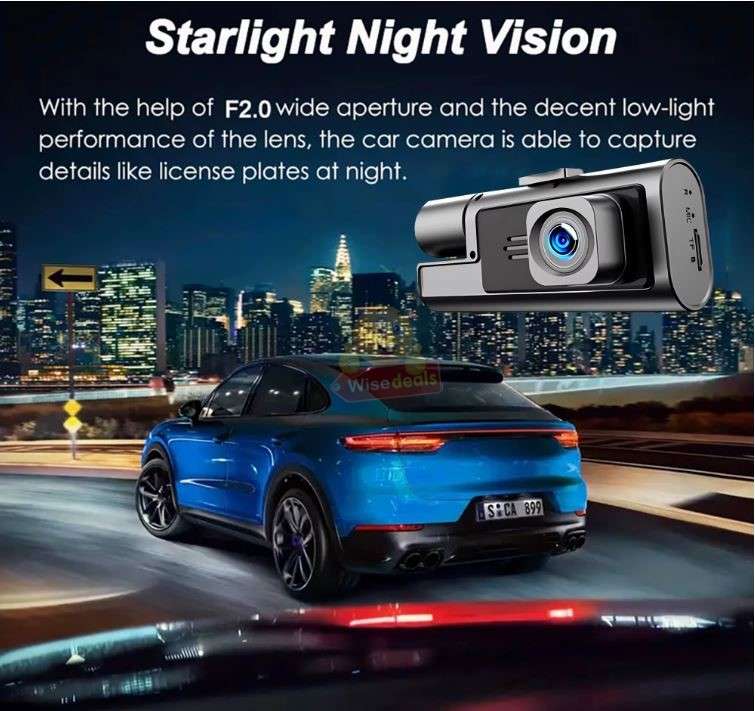 3 Channel DVR Dashcam with Front interior and rear cameras