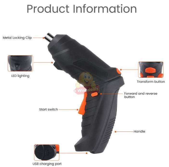 47Pcs 3.6V Cordless Electric Screwdriver Tool Kit