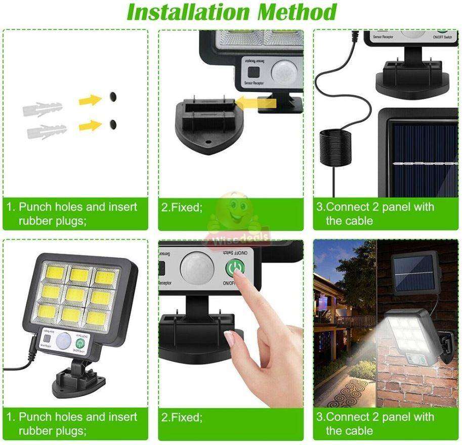 108 LED Solar Wall Light, Panel with Remote Control