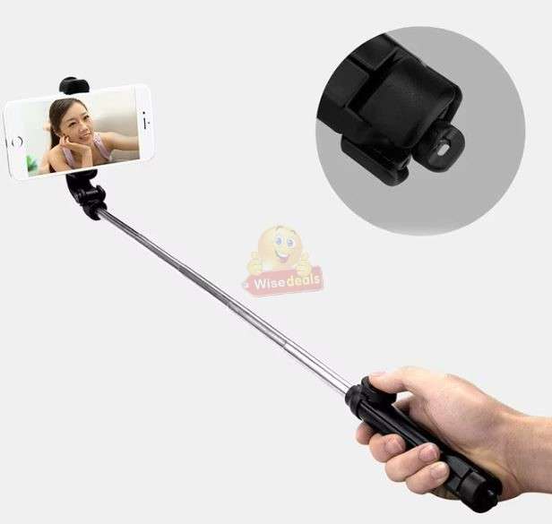 2-in-1 Bluetooth Tripod 360° Selfie Stick with Remote available in Black or Pink