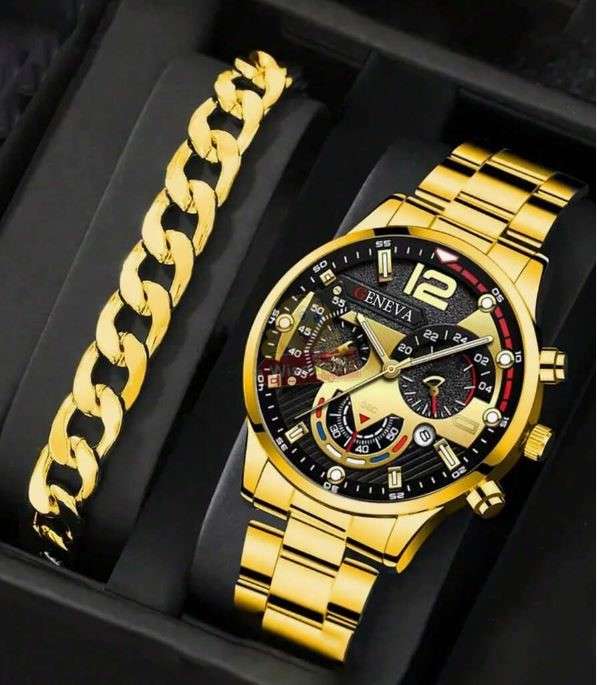 2 Piece Mens Watch and Bracelet Set includes Complimentary Gift Box