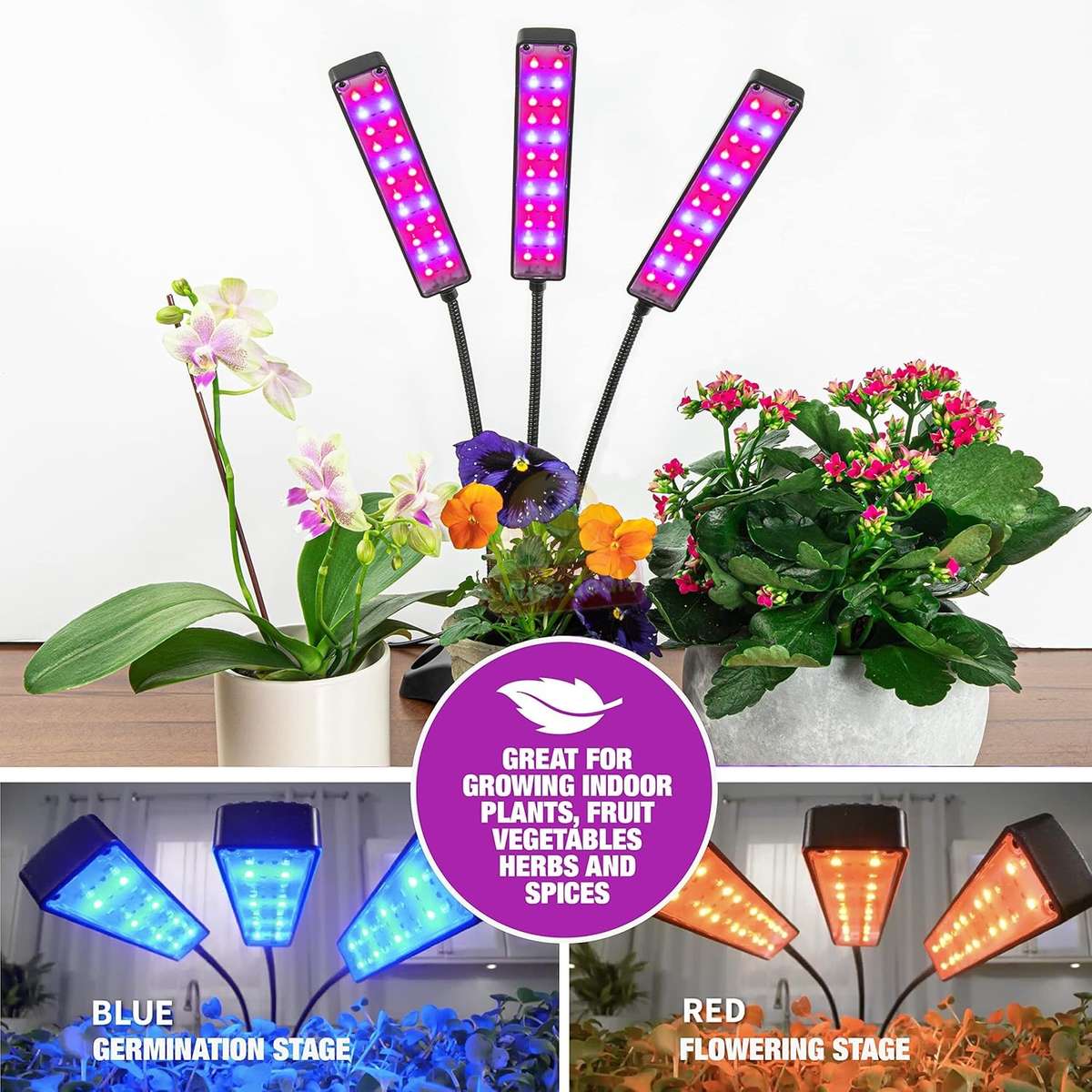 3 Adjustable Light Head LED Grow Light system