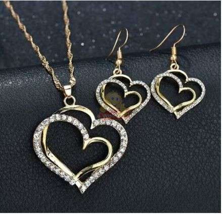 Heart Shaped Necklace and Earrings set in Complimentary Gift Box