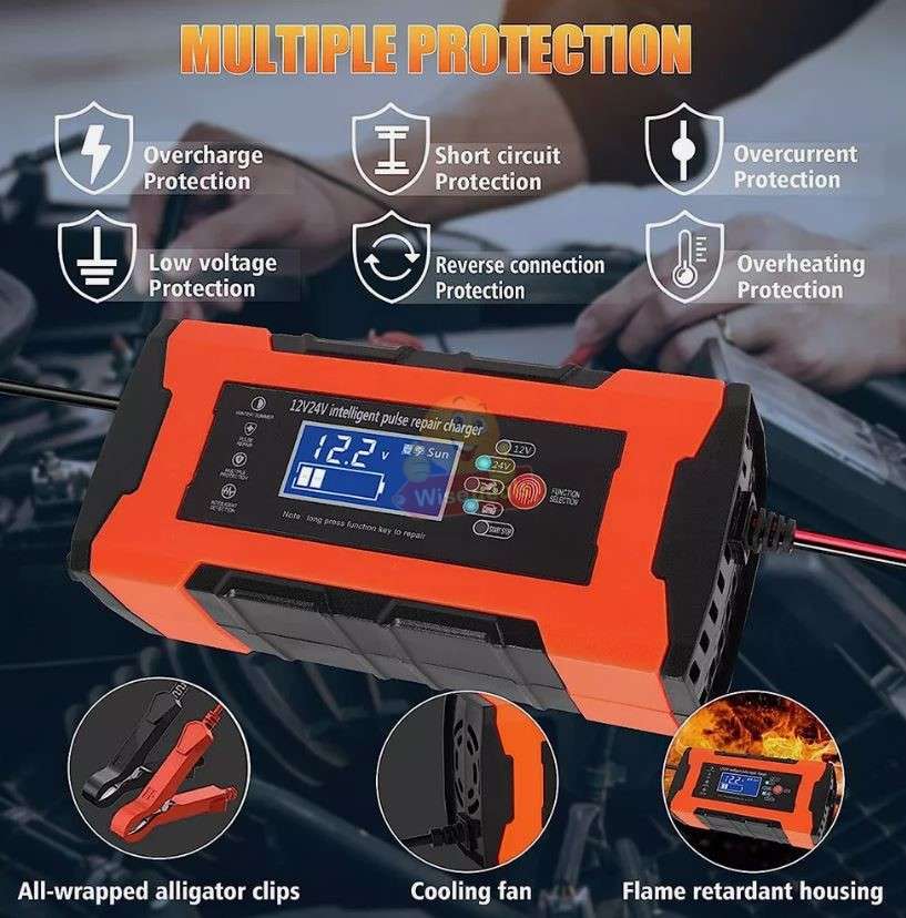 12V 10A -24V 5A Intelligent Pulse Repair LCD Display Battery Charger - START R1 ONLY