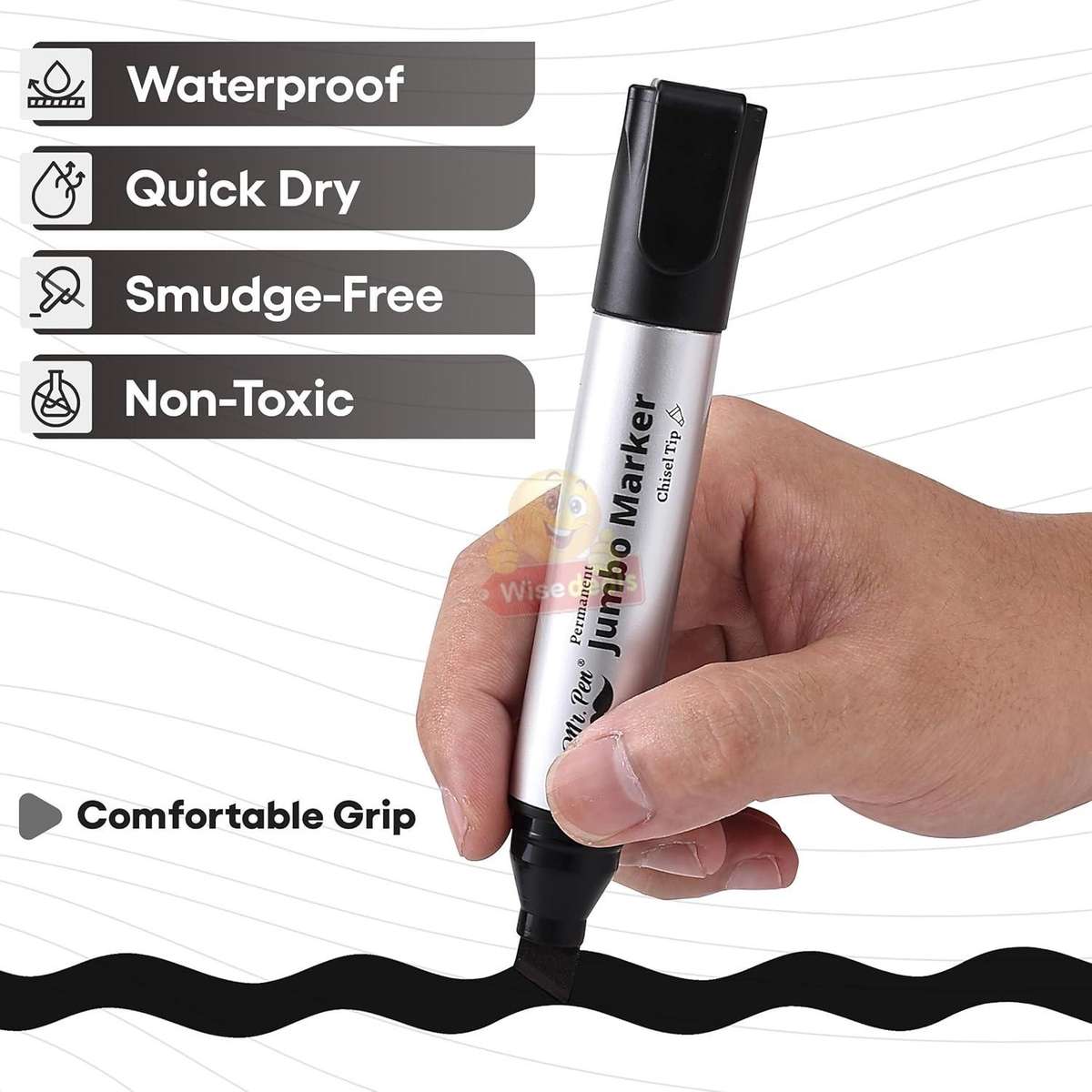 Secret Compartment 10 Piece Jumbo Waterproof Permanent Black Markers