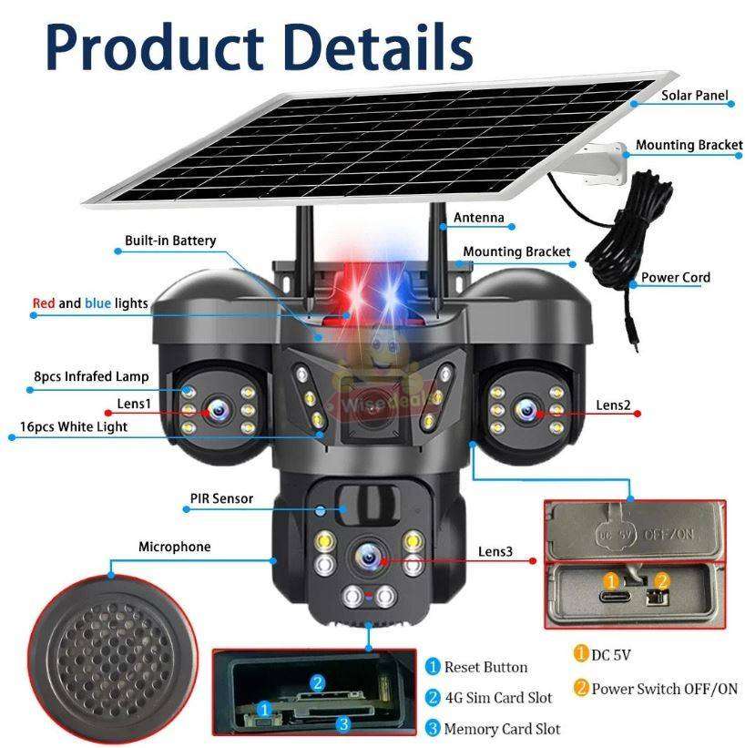 Latest AI Alarm 12MP 3-in-1 4G IP SOLAR Camera with Panel