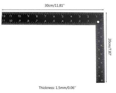 Metal L-Square Shaped Square Ruler 20 X 30cm