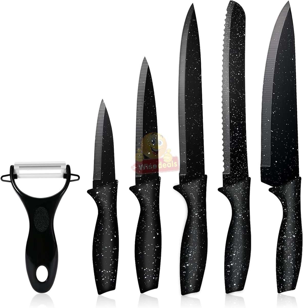6 Piece Carbon Stainless Steel Knife Set, Perfect for slicing, Chopping, Carving...