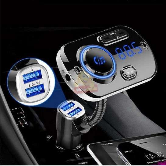 Car FM Bluetooth Transmitter with Google voice assistance and 2 charging ports